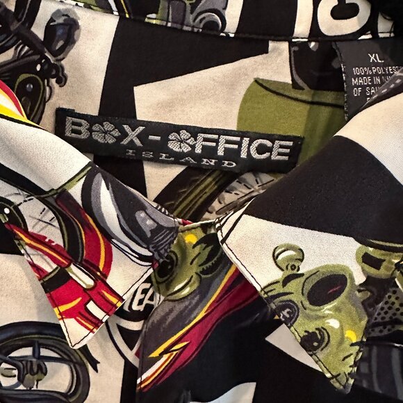 BOX OFFICE ISLAND Men's Motorcycle Theme Camp Shirt XL - Picture 8 of 10